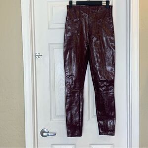 Spanx Faux Patent Leather Pants Maroon Size Small